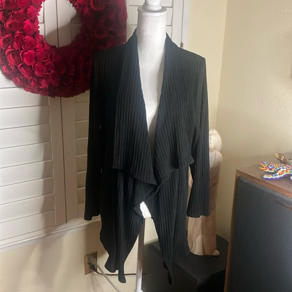 🩷🖤Haute Fox Black Ribbed Knit Large Collar Long Sleeved Sweater. Size 3X
